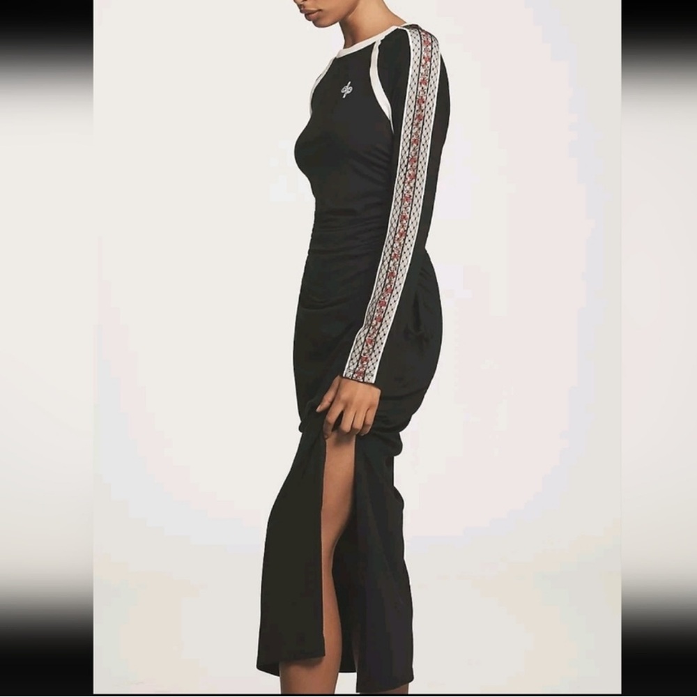 Anthropologie Daily Practice Dress Long Sleeve Ruching Black SIZE MEDIUM NEW - Picture 3 of 7